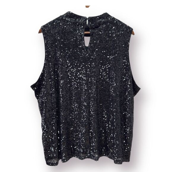 Calvin Klein Sequin Blouse Size 2X Sleeveless Tank Top New Years NYE Holiday - Picture 4 of 10
